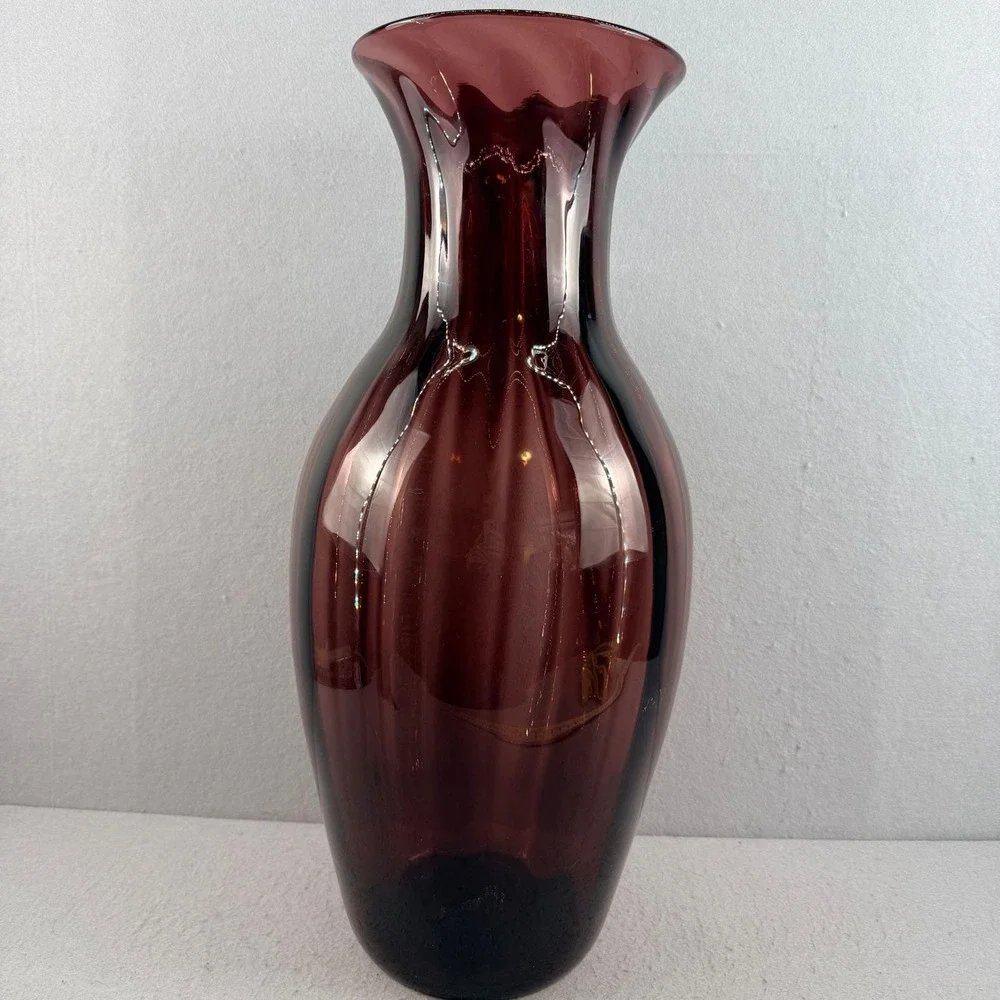 Vintage Blenko 9313 Amethyst‎ Optic Architectural Floor Vase MCM 22
